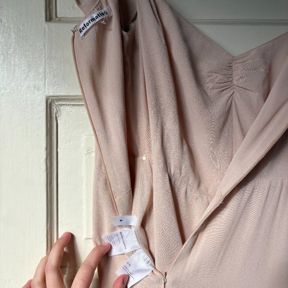 Reformation Butterfly Midi Flutter Sleeve Dress in Blush - Picture 9 of 16
